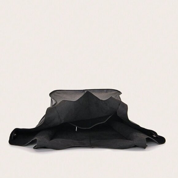 Black Casual Women's Large Capacity Tote Bag With Front Pocket - Picture 4 of 5